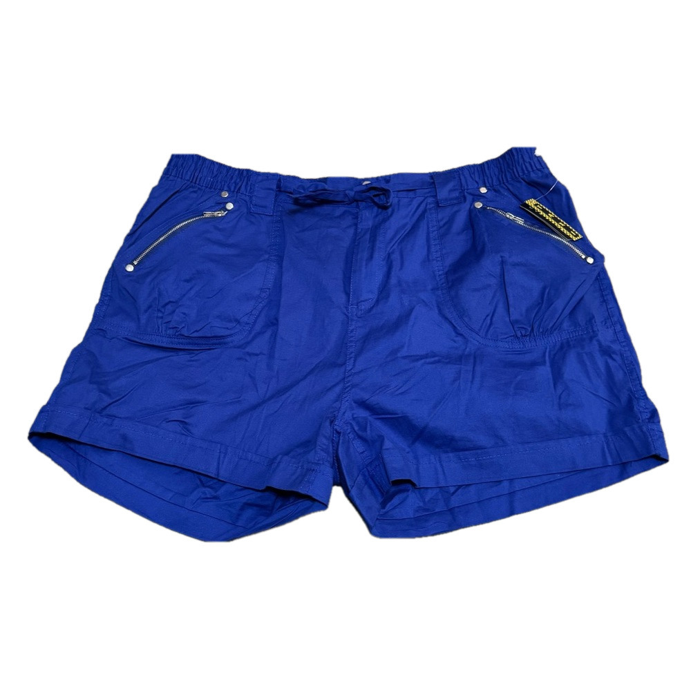 TAXI Cotton Spandex Stretch Blue Zipper Plus Shorts Women Size 2X